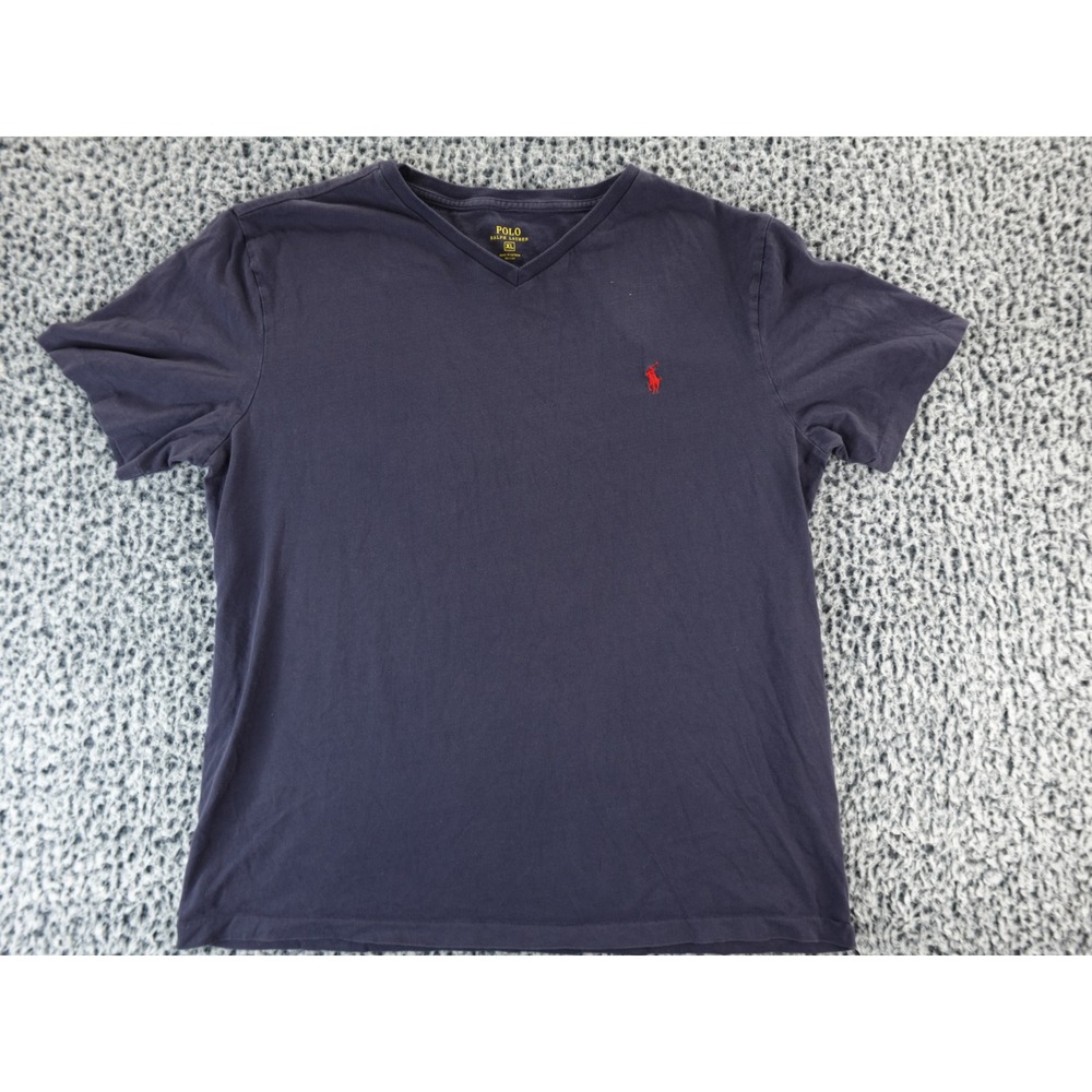 Polo Ralph Lauren Mens Navy V Neck T Shirt Big Pony Logo Size XL
